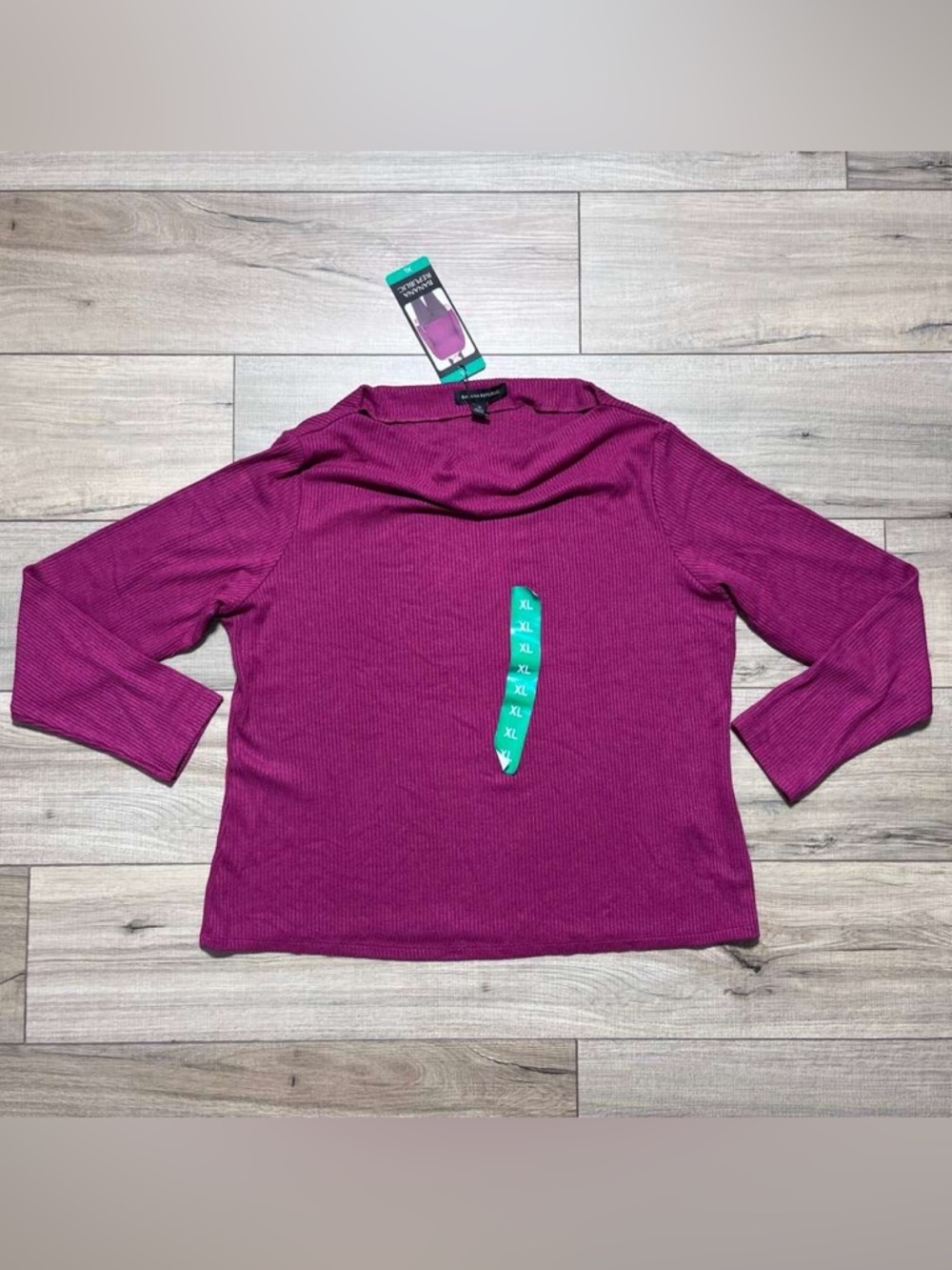 Banana Republic Womens Ribbed Boatneck Long Sleeve Top Size XL Cranberry